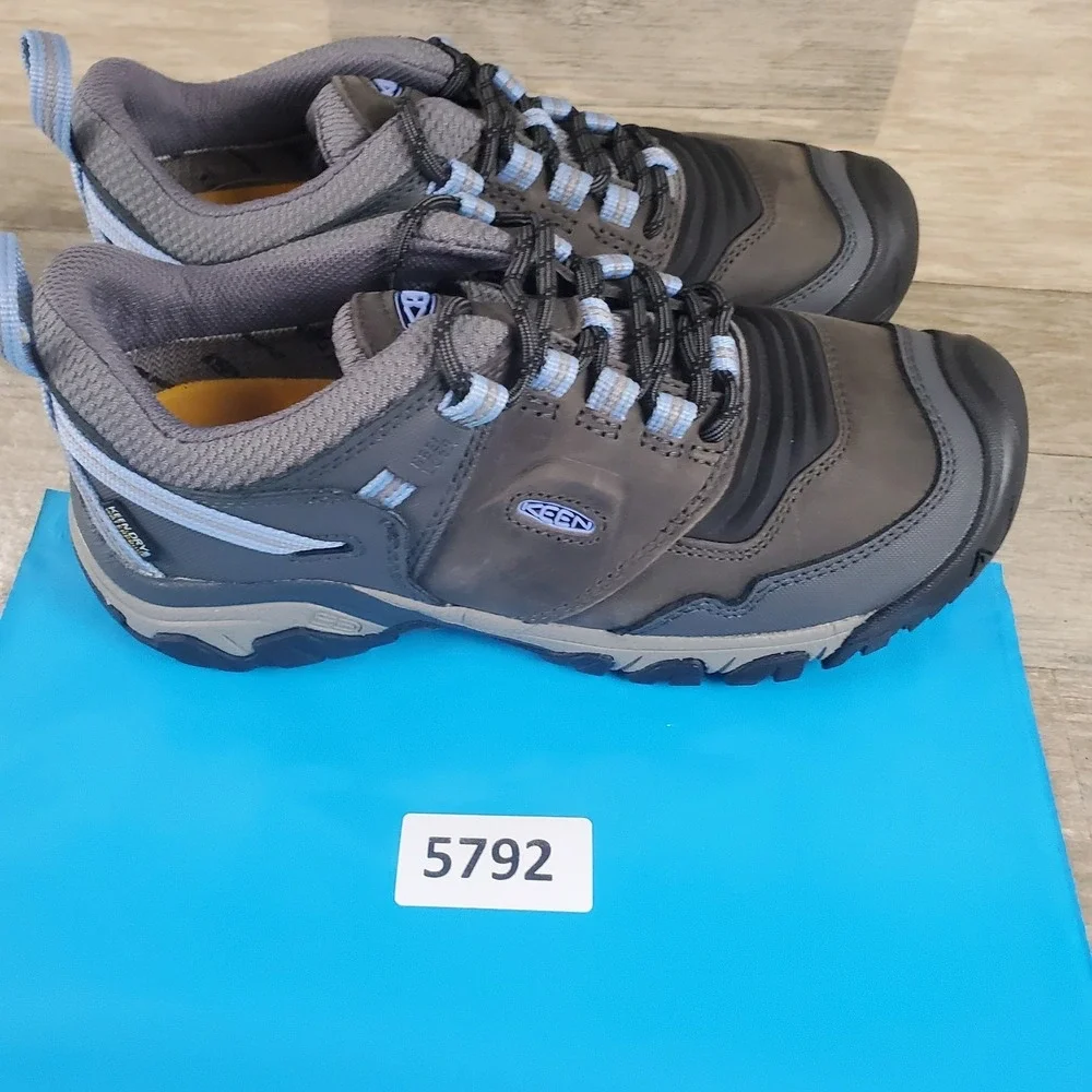 Keen Ridge Flex Womens Hiking Shoes Sz 9 Steel Gray Hydrangea Waterproof Sneaker